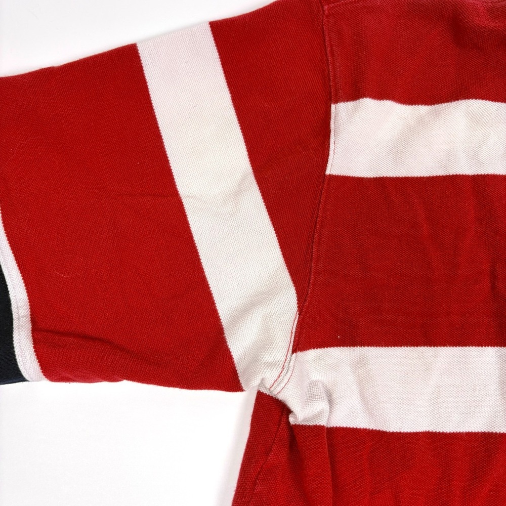 VTG 90s Eddie Bauer S/S Rugby Polo Shirt Mens Sz L Red White Blue Oversized Prep - Picture 14 of 16